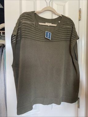 Madewell Olive Open-Knit Crew Sweater